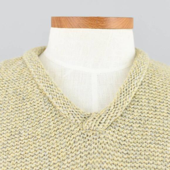 Vintage Chunky Knit Wool Blend Yellow Sweater, Men's Medium - Picture 3 of 10